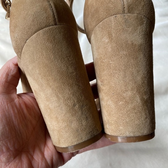 Sam Edelman Suede Block Heel Sandals | Size 7.5W | Nude Suede - Picture 3 of 10